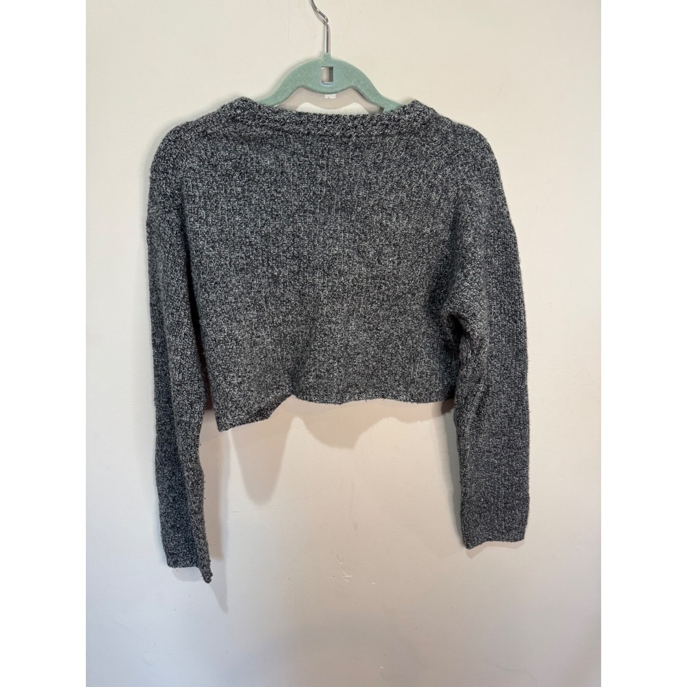 Reformation Lotto Wool Sweater Heathered Gray‎ Sz M Cropped - Picture 3 of 6